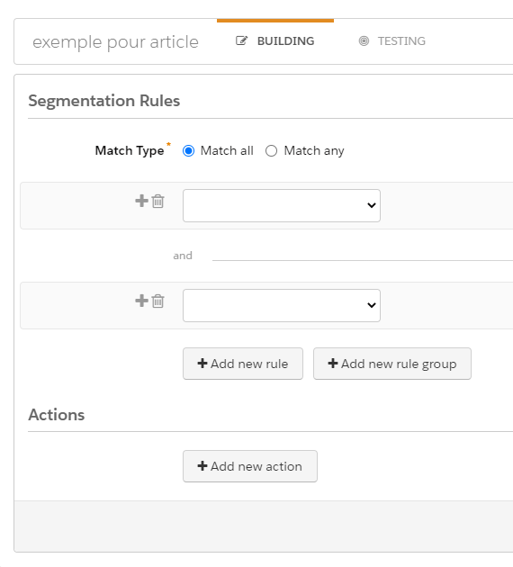 Capture règle de segmentation match type